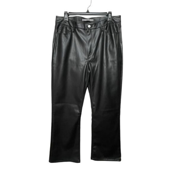 New Joe's Mid Rise Black Faux Leather Cropped Bootcut Jeans Size 31 - Picture 2 of 8